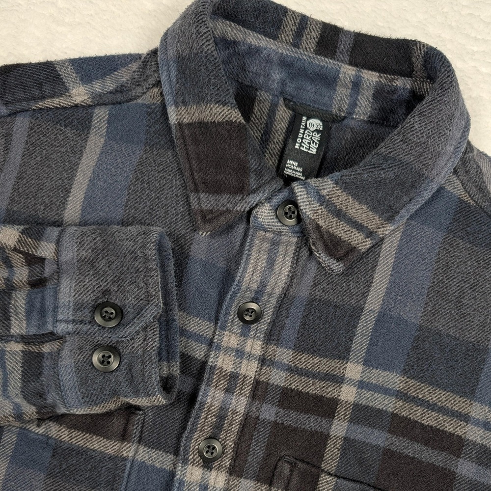 Mountain Hardwear Shirt Mens Small Blue Plaid Organic Cotton Flannel Button Up